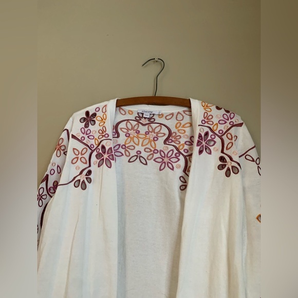 Chicos cardigan sweater multi eyelet alabaster embroidered spring Easter - Picture 7 of 11